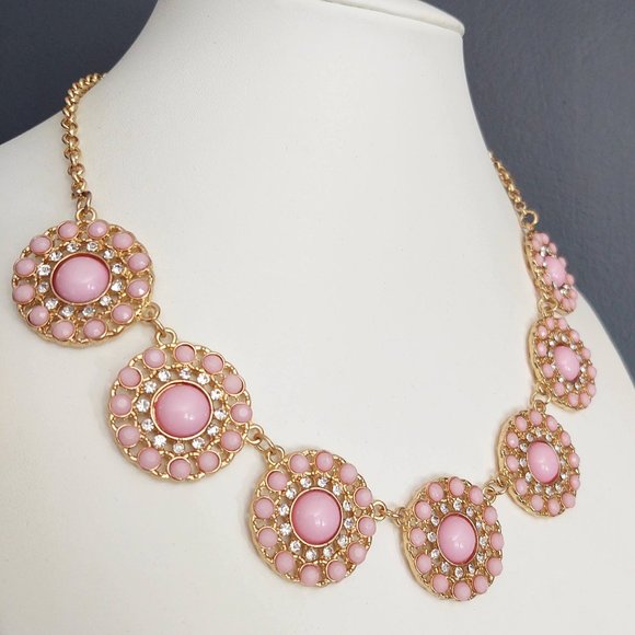 Pink and cz beaded statement necklace - Picture 5 of 10